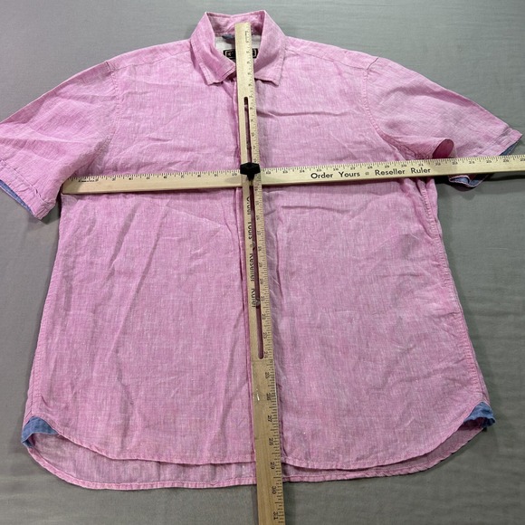 Patrick James Shirt Mens Large Pink Linen Button Up Classic Fit Casual - Picture 4 of 10
